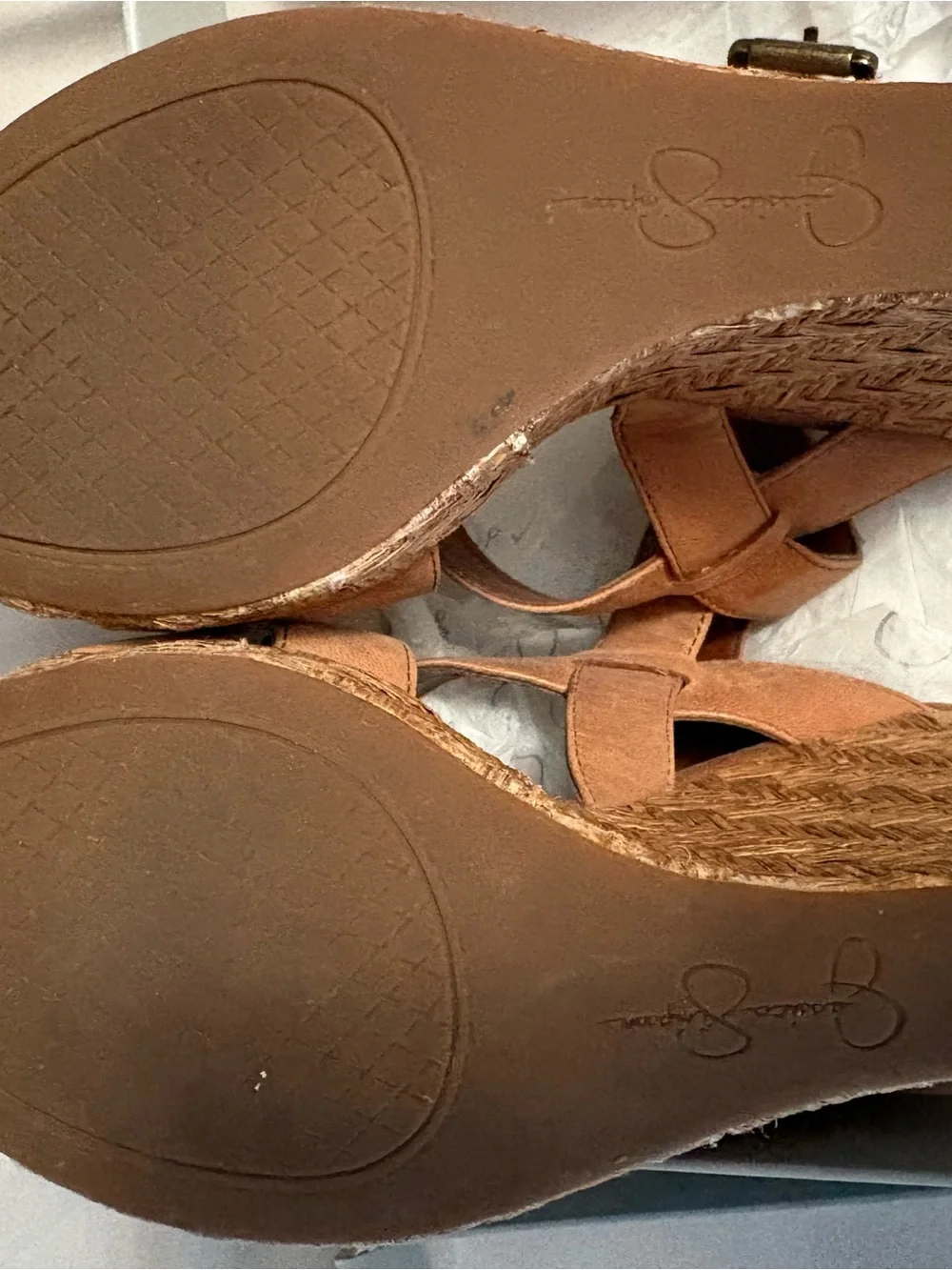 Jessica Simpson Tan Brown Wedge Sandals - Strappy Espadrille Platform